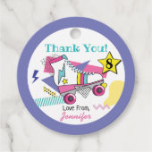 Retro 80's Schaats Party Birthday Hartelijk dank Bedankjes Labels (Voorkant)