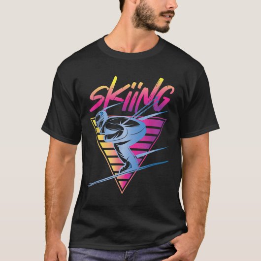 Retro 80s Ski Skiing T-shirt (Voorkant)