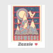Retro 80s Sneeuwschoen Bergski Sticker (Vel)