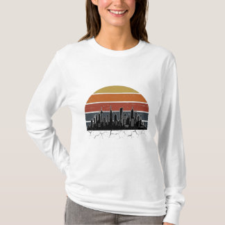 Retro 80s Stads Silhouet Zonsondergang Vintage Sta T-shirt