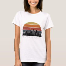 Retro 80s Stads Silhouet Zonsondergang Vintage Sta