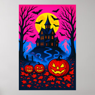 Retro 80s stijl Halloween Pop Art Poster