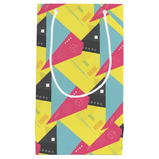 Retro 80's stijl papier geschenkzak klein cadeauzakje (Voorkant)