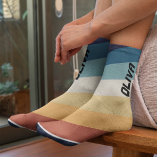 Retro 80s Stripes gepersonaliseerd Sokken