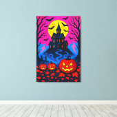 Retro 80s Style Halloween Pop Art Canvas Afdruk (Insitu (Houten vloer))