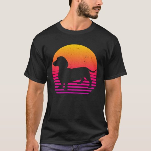 Retro 80's Style Teckel T-shirt (Voorkant)