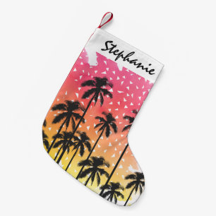 Retro 80's Summer Palm Trees Geometrische driehoek Kleine Kerstsok
