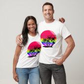 "Retro 80s Summer Vibe T-Shirt - Rainbow Palm Suns (Unisexe)