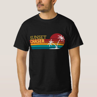 Retro 80s Sunset Chaser Tropische Palmbomen T-shirt
