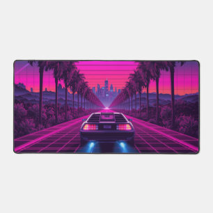 Retro 80s Synthwave Neon Auto Bureaumat & Muismat