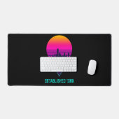 Retro 80s Synthwave Stad Neon Bureaumat (Keyboard & Muis)