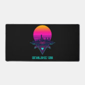 Retro 80s Synthwave Stad Neon Bureaumat (Voorkant)