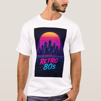 Retro 80s Synthwave Stadssilhouet T-Shirt