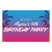 Retro 80s thema neon roze blauwe verjaardagsfeest perfect poster (Voorkant)