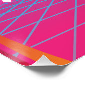 Retro 80s thema neon roze blauwe verjaardagsfeest perfect poster (Hoek)