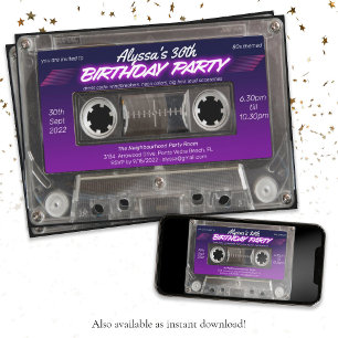 Retro 80s Theme Cassette Mixtape Verjaardagsfeest Kaart