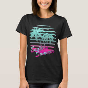 Retro 80s tropische regenloze zomerblauw t-shirt