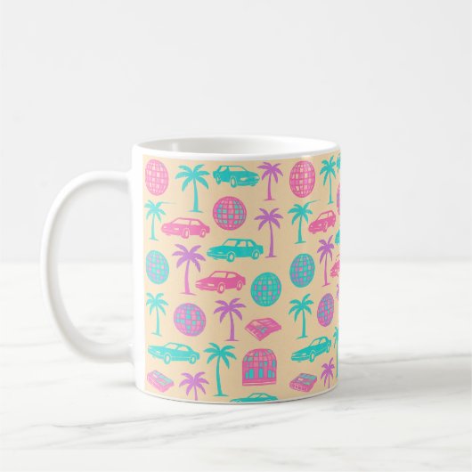 Retro 80s Tropische Vibes Patroon Mok (Links)