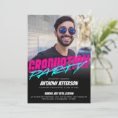 Retro 80s Typografie Neon Fun Afstuderen Custom Kaart (Staand voorkant)