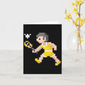 Retro 80s videogame Pixel Art Badminton Player Kaart (Gele Bloem)