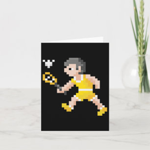 Retro 80s videogame Pixel Art Badminton Player Kaart