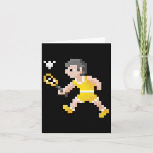Retro 80s videogame Pixel Art Badminton Player Kaart