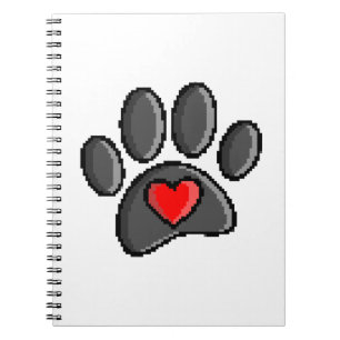 Retro 80s Videospel 8 Bit Pixel Art Hondenpoot Notitieboek