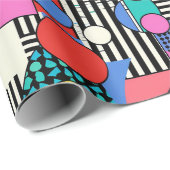 Retro 80s Vormen Kleurrijk Cadeaupapier (Rol Hoek)