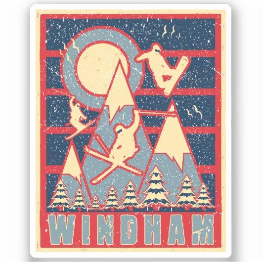 Retro 80s Windham Mountain Ski Sticker (Voorkant)