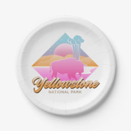RETRO 80S YELLOWSTONE NATIONAL PARK VAPORWAVE PAPIEREN BORDJE