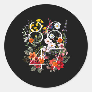 Retro 8647 Bloemen Anti Trump Liberaal Politiek Ronde Sticker