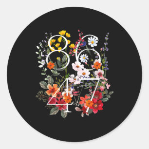 Retro 8647 Bloemen Anti Trump Liberaal Politiek Ronde Sticker