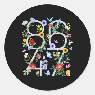 Retro 8647 Subtiele Trump 86 47 Floral Boho Style Ronde Sticker