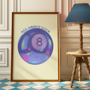 Retro 8 Ball Print Lucky Magic Ball Muurposter