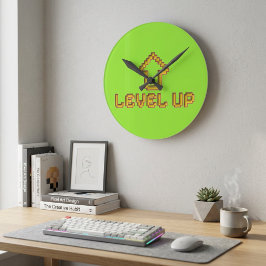 Retro 8-Bit EASY Wandklok - Limegroen Ronde Klok