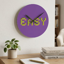 Retro 8-Bit EASY Wandklok - Paars & Roze Cyberp Ronde Klok