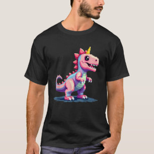 Retro 8 Bit Pixel Art  Gamer Schattige Dinocorn T-shirt