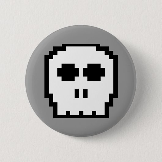 Retro 8-bits schedel ronde button 5,7 cm (Voorkant)