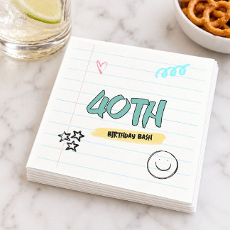 Retro 90s 40e verjaardagsfeest Notitieboekje Doodl Servet