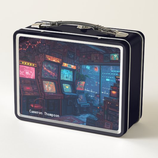 Retro 90s 80s  Arcade Tin Lunchbox (Achterkant)
