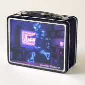 Retro 90s 80s  Robot Art Tin Lunchbox (Achterkant)