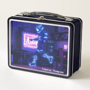 Retro 90s 80s  Robot Art Tin Lunchbox