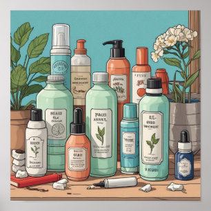 Retro 90s Anime Huidverzorging Esthetische Kunst Poster