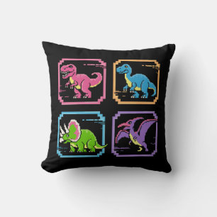 Retro 90s Arcade Dinosaurus Karakters Kussen