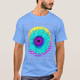 Retro 90s Art Garden Flower Blossom Vaporwave Sunf T-shirt
