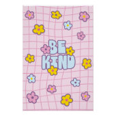 Retro 90s Be Kind Bloem Grid Patroon Perfect Poster (Voorkant)
