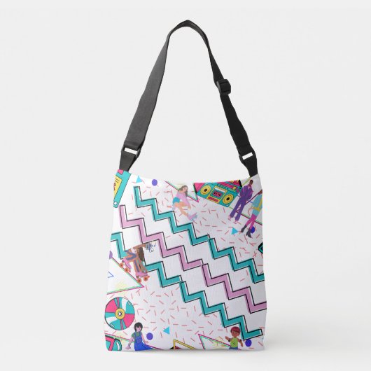 Retro 90's Canvas tas / Schaatsen / doos / kleurri (Voorkant)