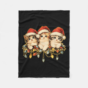 Retro  90s Cat Xmas Light Christmas 1 Fleece Deken