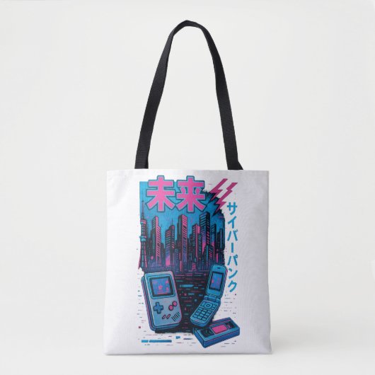Retro 90s Cyberpunk Neon Canvas tas (Voorkant)