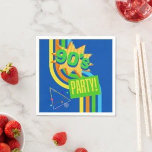 Retro 90's Feest Helderblauwe Nostalgische Verjaar Servet